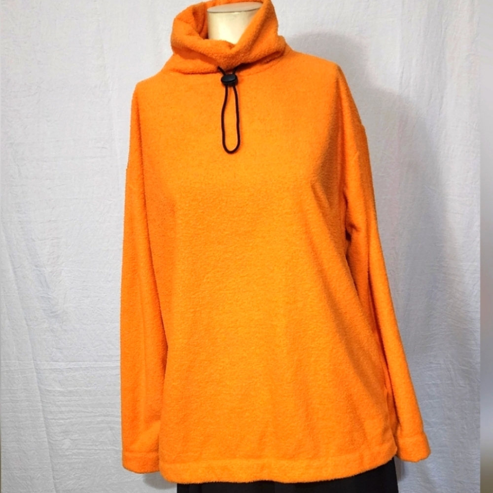 Urban Outfitters Vibrant Orange Cowl Neck Sweater with Drawstring Detail Size S